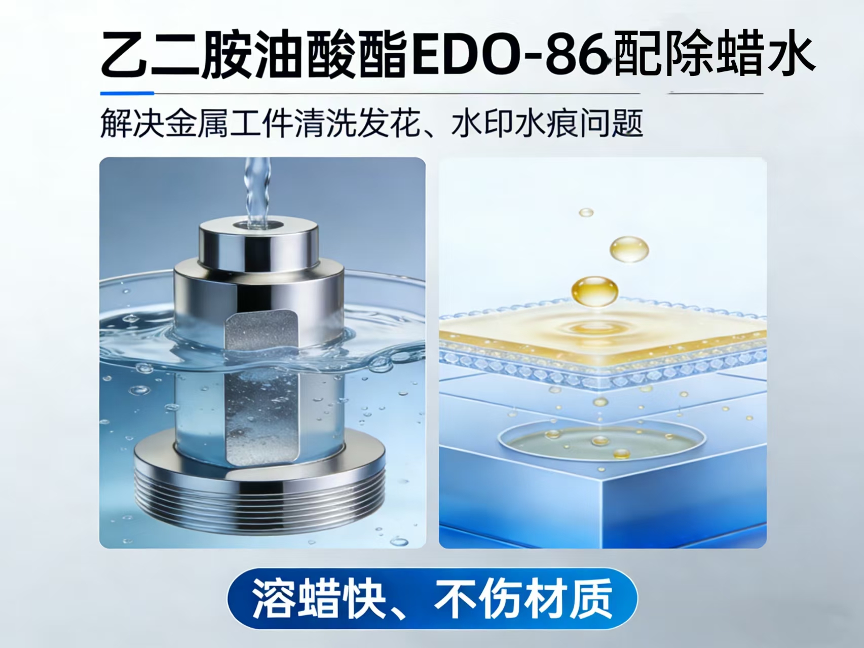 乙二胺油酸酯EDO-86溶蜡解决金属工件表面水印水痕问题
